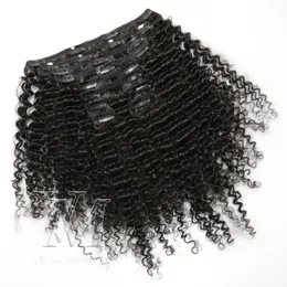 VMAE Supply Birmese Virgin Remy Hair 3C 4b 4c Natural Black 140G Afro Kinky Curly Clip w ludzkich przedłużaniach włosów