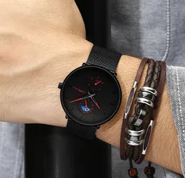 CrRJU Moda Męskie Zegarki Top Marka Luksusowy Zegarek Kwarcowy Mężczyźni Casual Slim Siatka Stalowa Wodoodporna Sport Watch 2020