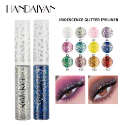 Brand HANDAIYAN Professional Shiny Eye Liners Cosmetics for Women Pigment 12 Colors Liquid Glitter Eyeliner cheap Makeup Beauty