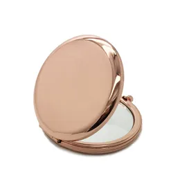 Çift Yan Makyaj Aynası Metal Gümüş Altın Pembe Altın Cep Kozmetik Katlama Ayna büyütülmesi Güzellik Aracı HHA219-1