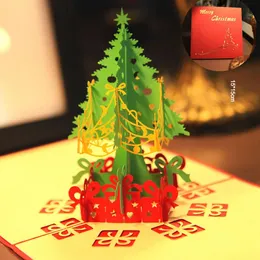 環境に優しいクリスマスのグリーティングカード3 dの手作りポップアップグリーティングカードギフトカードクリスマスギフト紙ギフトカードパーティー休日の招待状