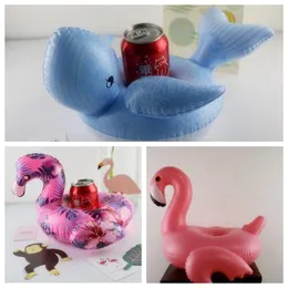 Flamingo Cup Holders Whale Floating Inflatable Drink Can Holder Stand Portavasos De Piscina Pool Toys Event Party Pool Cup Holders