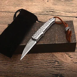 В продаже Дамаск маленький карманный складной нож VG10-Damascus стальной лезвие лезвие ручка с нейлоновым мешком EDC подарочные ножи
