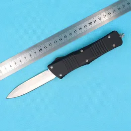 High Quality Automatic Tactical Knife D2 Double Edge Spear Point (3.8" Hand Satin) Blade T6061 Black Handle Survival knives With Nylon Bag