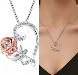 Kärlek Rose Halsband Zircon Halsband Romantisk Alla hjärtans dag Presentplatering Alloy Necklace Utsökt Tillbehör