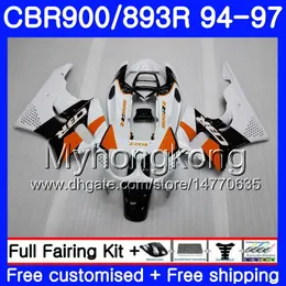 Body For HONDA CBR893 RR white glossy hot CBR900RR CBR893RR 94 95 96 97 260HM.19 CBR 893 CBR900 RR CBR 893RR 1994 1995 1996 1997 Fairing kit