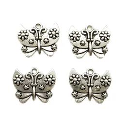 Lot 100 SZTUK Butterfly Antyczne Silver Charms Wisiorki DIY Biżuteria Wyniki dla biżuterii Bransoletka Naszyjnik Kolczyki 21 * 25mm