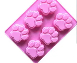 100pcs/lot wholesales Silicone mold 6 lattices catlike footprint handmade soap mold silicone cake moulds