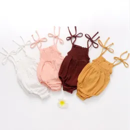 Kids Designer Rompers Baby Summer Bomull Andas Suspenders Jumpsuits Infant Girl Boys Solid Color Sling Romper Toddler Climb Suit Ayp272