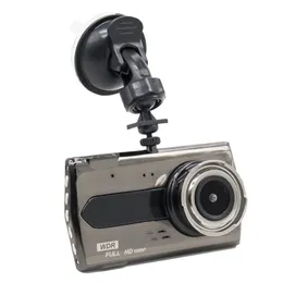 Full HD-bil DVR Säkerhet Drive Recorder Car Video Videokamera 4 "Skärm 2ch Dual Lens 170 ° Wide Angle Night Vision G-Sensor Parkeringskärm