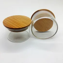 Pyrexglas Dry Herb Tabak rauchen Aufbewahrungsbehälter-Kasten-Glas-Flaschen-beweglicher Halter mit Holz Seal Abdeckung Grinder Zubehör DHL geben