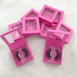 ピンクの正方形箱27mmの劇的な長いまつげを持つミンクまつげの5 d rulty free mink lashesはプライベートラベルを受け入れます