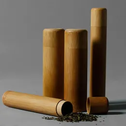Caixa de armazenamento de especiarias, recipiente de chá de bambu feito à mão de 3 tamanhos, organizador de folhas de chá, frascos de armazenamento, frascos de especiarias