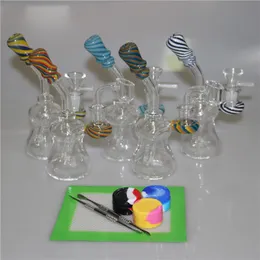 Mini bong in vetro Oil Rigs narghilè con quarzo Banger o ciotole colorate 6.3 "Heady Beaker bong Water Pipes contenitore in silicone strumento dabber