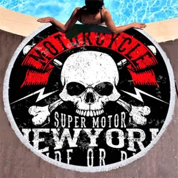 Factory direct sale round skull head Europe and America hot cross border explosion models microfiber beach towel thickened soft absorbent