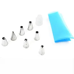 9st set Silicone bakverk väska Tips Verktyg Kök DIY Icing Piping Cream Reusable Pastry Bags + 7 munstycken sätter tårta dekorera dbc bh3774