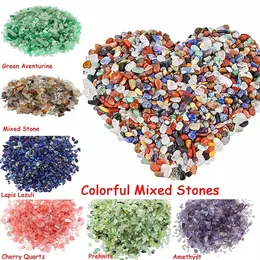 20 färger naturliga kristall diy pärlor jade blandade stenar tumbled chips krossade sten helande kristall smycken gör hem dekoration 30g