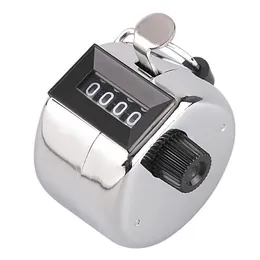 4.6x3cm rostfritt metall mini sport lap golf handhållen manuell 4 siffror nummer hand Tally Counter Clicker Silver Person Flow Point DHL