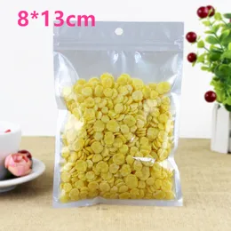 Small 8*13cm White / Clear Self Seal Zipper Plastic Retail Pack Packaging Bag Ziplock Zip Lock Bag Storage Package W/ Hang Hole