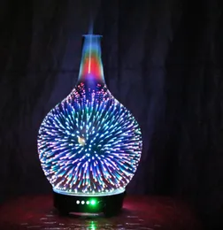 7 Color Light 3D Glass Vase Aromatherapy Essential Oil Aroma Diffuser Changing and Waterless Auto Shut-off Cool Mist Humidifier Y200416