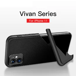 Handyhülle für iPhone 11 Pro Max XS XR 8 7 Carbon Fiber Texture Stand TPU Cover für Samsung A51 A71 A81