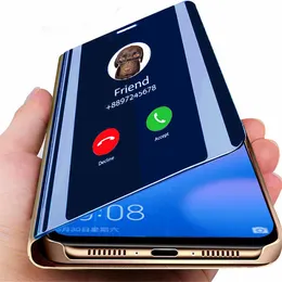 Mobiltelefonfodral Luxury Mirror Phone Cases för Samsung Galaxy S23 Ultra S22 S21 S20 FE Note 20ultra 20 A54 A34 A24 A14 LTE A73 A53 A33 A23 A13 LTE Clear Flip Leather Caver I8