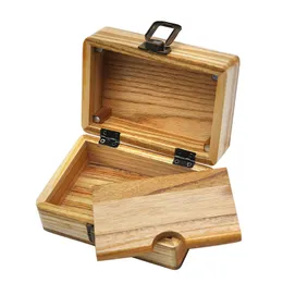 Portable Natural Handmade Drewniane Skrzynia Rolling Case Box Drewno Tobacco Papieros Ziele Do przechowywania Palenie Akcesoria Do Pipe DHL