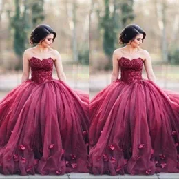 Burgundowa suknia balowa bez ramiączek Księżniczka Quinceanera Sukienki na bal