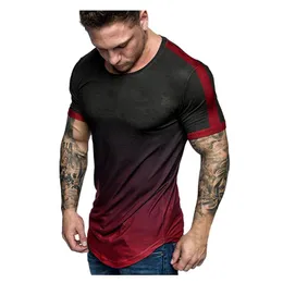 Men's Slim Casual Fit T-shirt Summer Gradient Color Short Sleeve Loose T-shirt 2020 Homme Harajuku High Quality Tops Camisetas