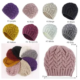 8 kolory kobiet czapki kapelusze wełny dzianiny czapki moda dorosły zima ciepły kapelusz czapka