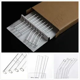 10 pcs/set Reusable Clear Glass Drinking Straw Eco-Friendly Drinking Straws Bent Straight Milk Cocktail Straw Drinking Tool Set