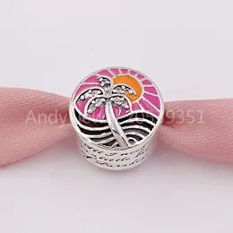 Andy Jewel Authentic 925 STERLING Gümüş Boncuklar Tropikal Gün batımı Karışık Emaye Clear Cz Charms, Avrupa Pandora Tarzı Takı Bilezikler Kolye Uyuyor