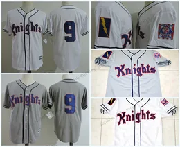 Mens Knights 9 Roy Hobbs Grey White Den naturliga filmen Bernard Malamud ed filmen 1839-1939 Centennial Baseball Jersey
