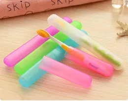 Trendy Travel Hiking Camping Toothbrush Protect Holder Case Box Tube Cover Portable Candy Color Toothbrush Storage Boxes Bins Cover SN2415