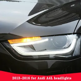 Car Styling for Audi A4 Headlights 2013-2016 High Configuration A4 B9 LED DRL Lens Double Beam H7 HID Xenon bi xenon lens