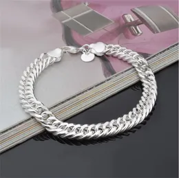 Najnowszy 925 Sterling Silver Bransoletki Figaro Chain Bransoletka Mężczyźni Bransoletka Biżuteria