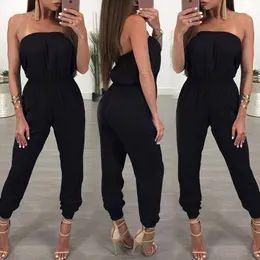 Dambandage Kvällsfest Playsuit Dam Romper Lång Jumpsuit Romper Dam Jumpsuit Shorts One Shoulder Overall för kvinna