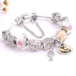 Grossist-charm pärla legering silverpläterad armband Lämplig för Pandora stil Hjärtformade armband smycken