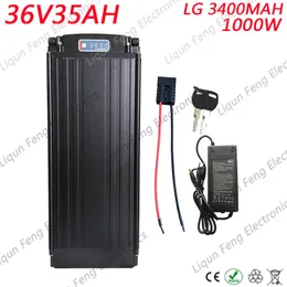 Bezpłatne podatki celne 36V 35AH bateria rowerowa 36 V stojak na tylną baterię LItu Użyj komórki LG 3400 mAh z świateł tylnych 2A Charg.