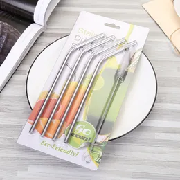 5/Set 8.5 inch Drinking Straws Barware Kitchen Dining & Bar 304 Stainless Steel Metal Straight/Bent With Brush Reusable