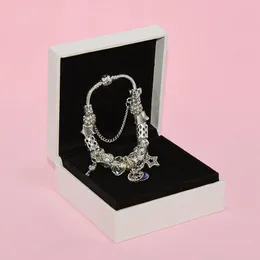 Braccialetto di perline di fascino di moda per gioielli Pandora Braccialetto di perline con ciondolo a forma di stella luna d'argento con scatola regalo di compleanno originale