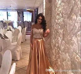 Vestidos De Fiesta Dorados: Vestido Formal Con Cuentas Sin Mangas