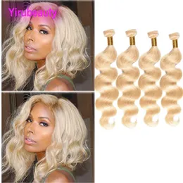 Brazilian Unprocessed Human Hair 4 Bundles Body Wave 613# Ombre Color Two Tones 10 Inch To 30 Inch 613 Blonde