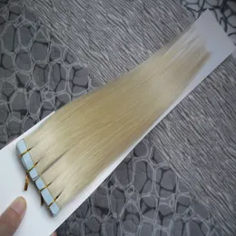 Malaysiska Virgin Hair Tape Hair Extensions 10 "12" 14 "16" 18 "20" 22 "-24 inches rak hudväftband i hårförlängning Human100g 40pcs
