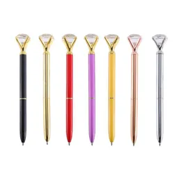 Top Fashion Diamond Ballpoint Pen With Large Crystal Glass Diamond luxury writing pen School Office Supplies birthday /Christmas gifts