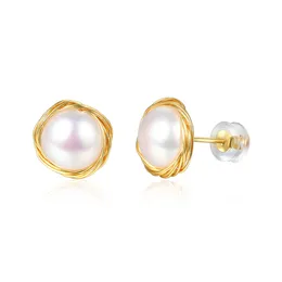 S925 Sterling Needle Pearl Stud Earrings New Style Fashion Women 18k Gold Plated Earrings Jewelry Wholesale
