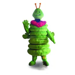 2019 Högkvalitativ grön Caterpillar Worm Mascot Kostym Fancy Party Dress Halloween Carnivals Kostymer