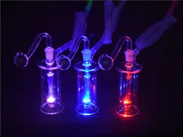 LED-Glasbongs Dab Rig Wasserpfeifen Tragbarer Mini-Bubbler Ölbrenner-Bong LED-Aschefänger-Bong mit Glas-Ölbrennerrohr und Schlauch