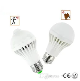 LED PIR Motion Sensor 5W / 7W E27 + LED-lamp Geluidssensor 5W / 7W Auto Smart Bulb Infrarood Body Lamp Light AC85-265V