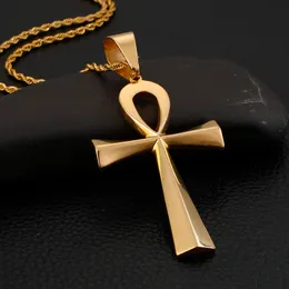 Fadergåvor 316l Rostfritt stål Guld Fashion Cross Pendant Charmigt Halsband Gratis Kedja. Hot säljer smycken för Mens Kvinnor Gåvor